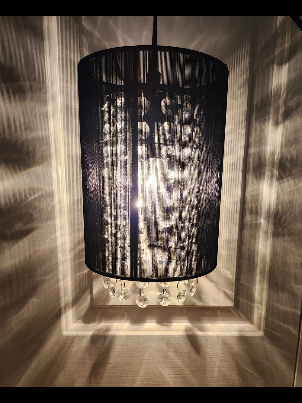 Black Crystal Drum Pendant Light by
